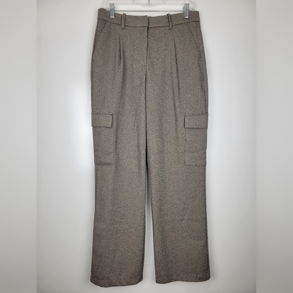 NWT Vero Moda VMPIA Straight Herringbone Pant in Light Grey Size 6 - Picture 2 of 12